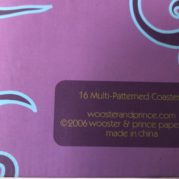 Wooster & Prince 16 patterned cardboard coasters in case. - Picture 6 of 6